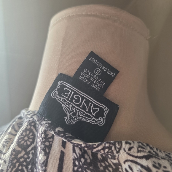 Angie Black & White Paisley Print Mini Kaftan Dress - Size S - Picture 7 of 8